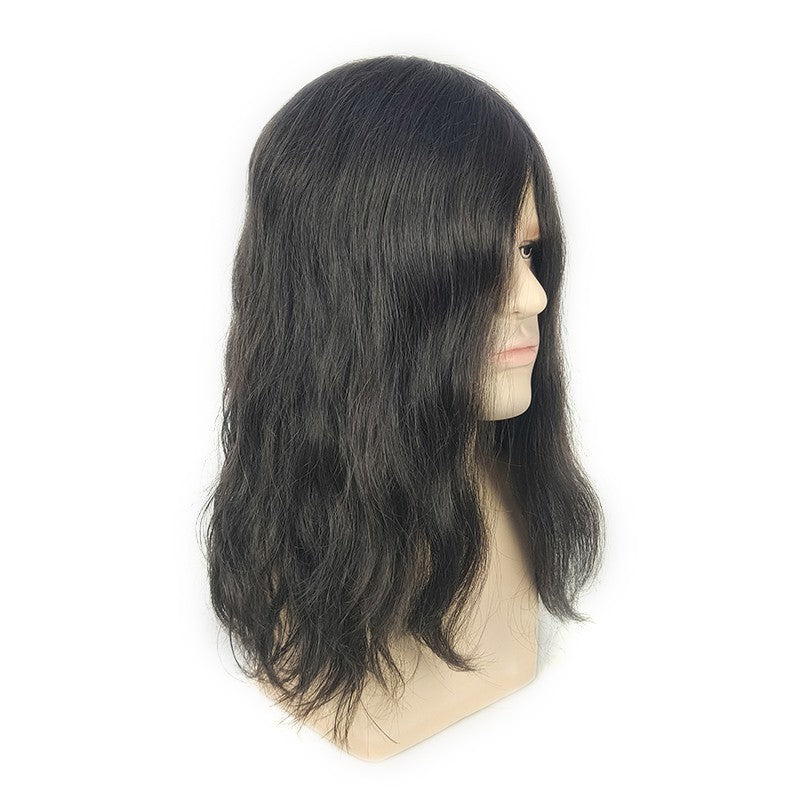 Noah 14'' Men's Long Hair Toupee in 1B Off Black | Men's Long Haircut Style