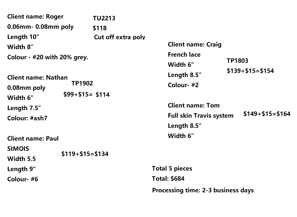 Wholesale Hair System for Salon - Roger, Nathan, Tom, Craig, Paul
