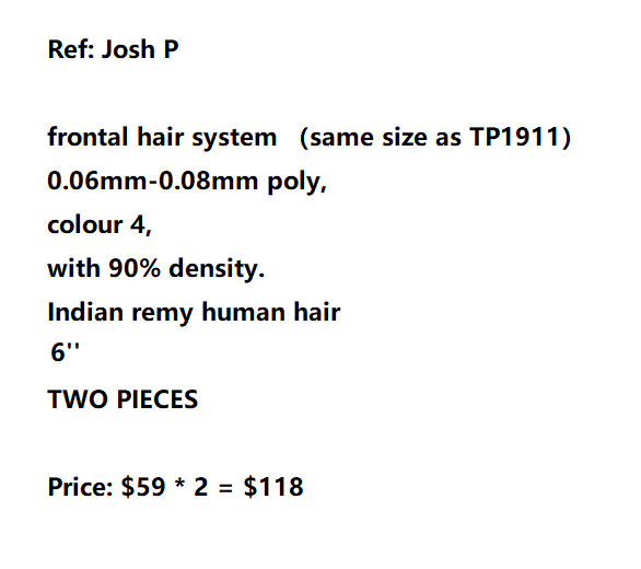 Custom Made Hair System Ref: Josh P