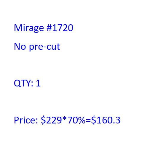 Mirage 1720 without Pre-cut