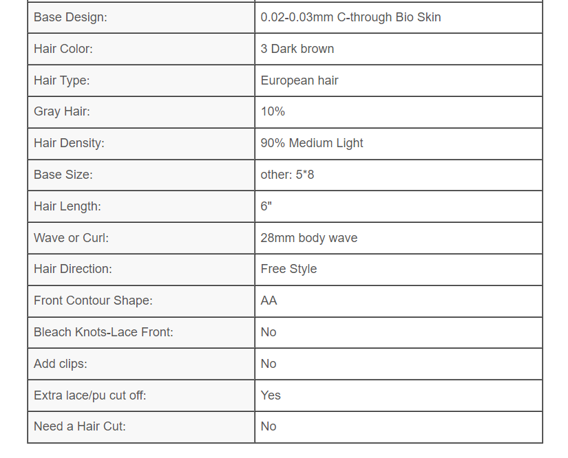 Custom Made Hair System