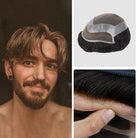 Simois Hair System for Men | Full Lace in Center with 1'' Thin Skin Around and 1/2'' Lace in the Front | Hollywood Style