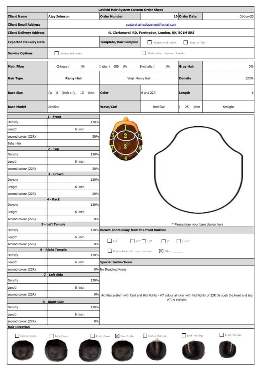 Custom Made Hair System for Salon