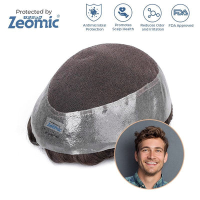 Zeo-Crius | Antimicrobial Hair replacement system | 115% Density | About 2 Inches Poly Skin Perimeter