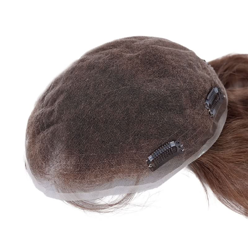 Clearance Helios Full Swiss Lace European System Soft Mocha Pre Cut 7.25" × 9" Base 5 Clips