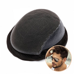 Ares | Men's Non Surgical Hair Replacement | French Lace With Skin Around | Best for Daily Wear