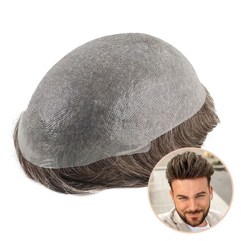 Single-knotted Mirage | Toupee for Men | 0.06-0.08mm Full Super Thin Skin Base | Thicker Hair and More Durable