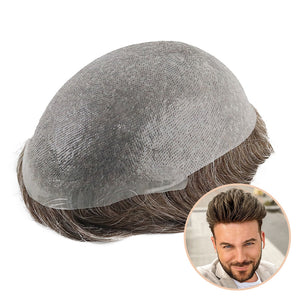 Single-knotted Mirage | Toupee for Men | 0.06-0.08mm Full Super Thin Skin Base | Thicker Hair and More Durable