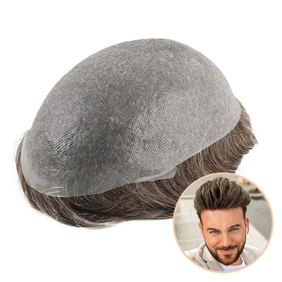 Single-knotted Mirage | Toupee for Men | 0.06-0.08mm Full Super Thin Skin Base | Thicker Hair and More Durable
