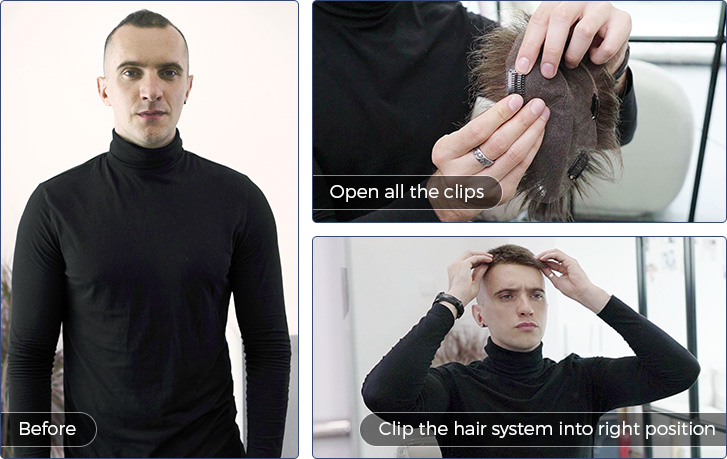 How to put on a Clip-on Hair System?